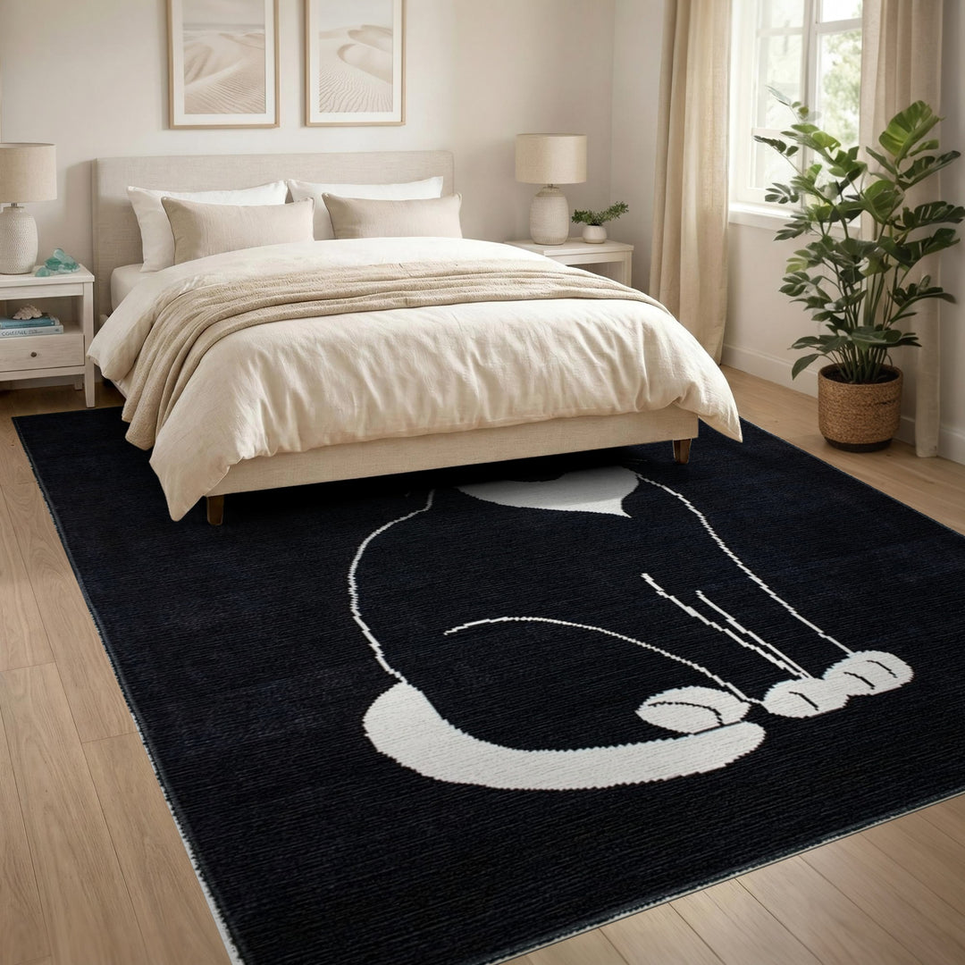 Black and White Cat Area Rug