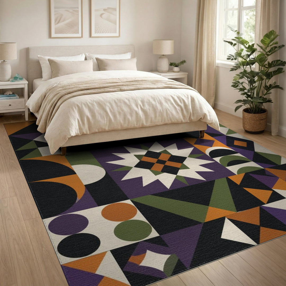 Multi-Color Geometric Starburst Area Rug