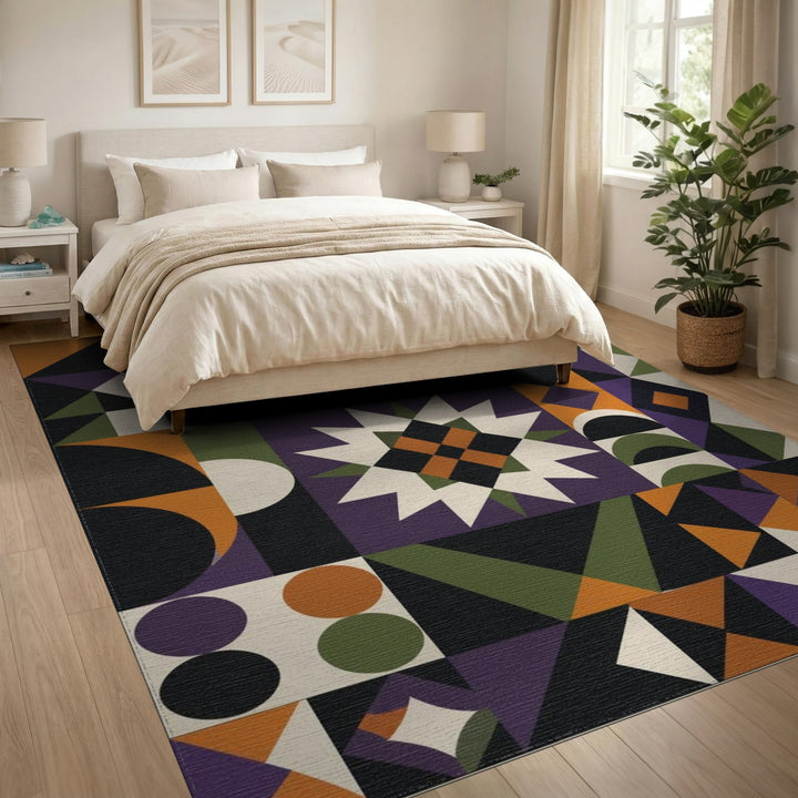 Multi-Color Geometric Starburst Area Rug