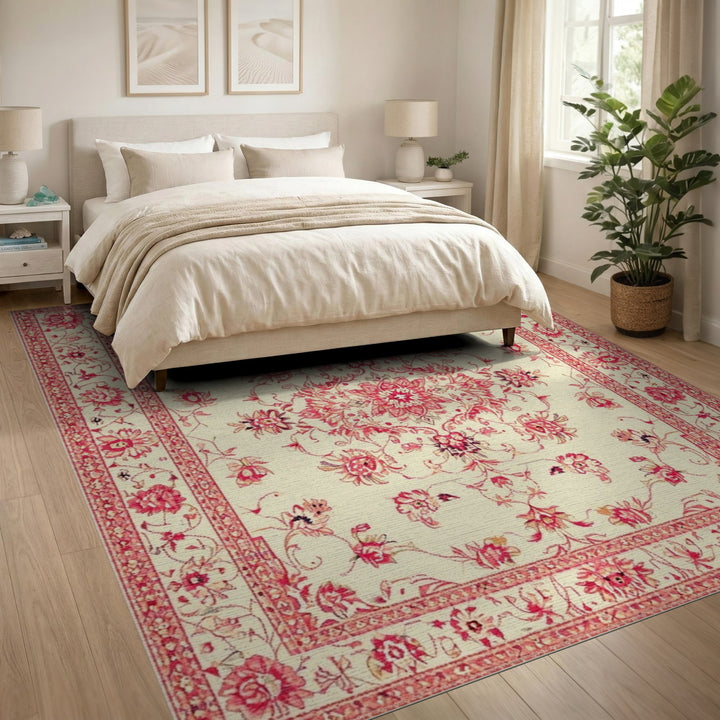 Red Floral Vintage Area Rug