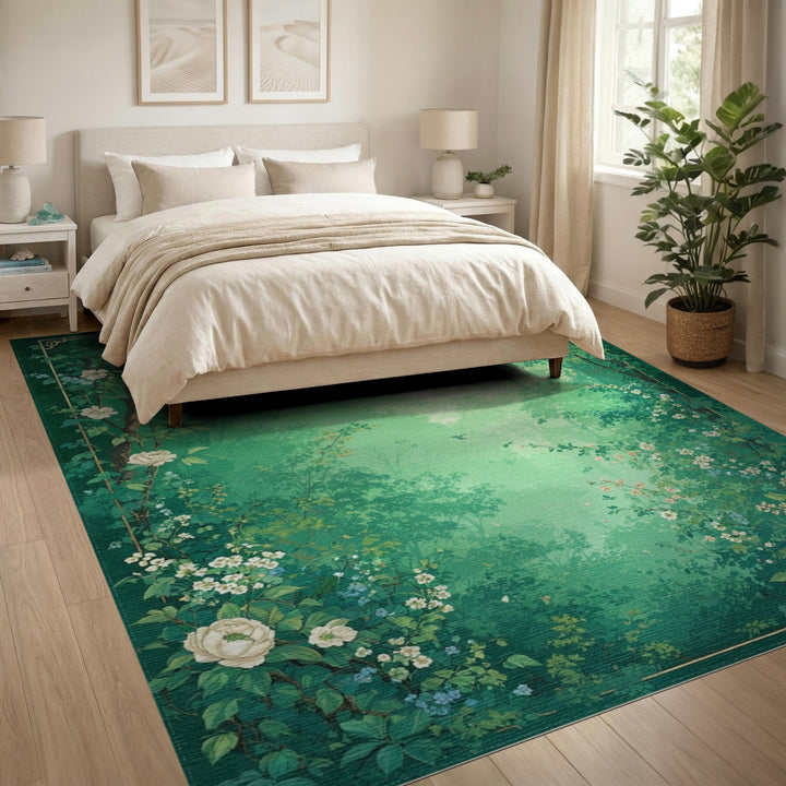 Verdant Forest Floral Vintage Area Rug