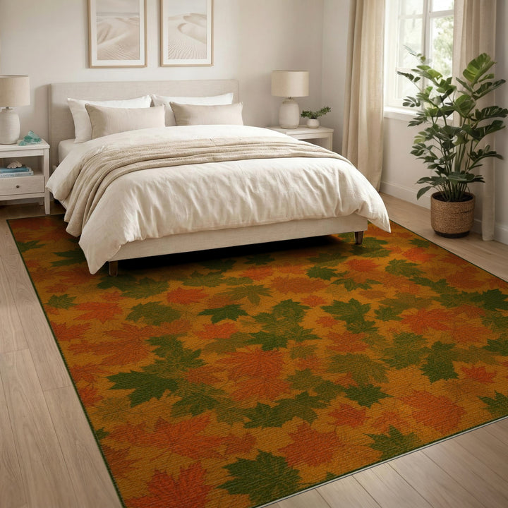 Autumn Maple Leaf Orange Area Rug