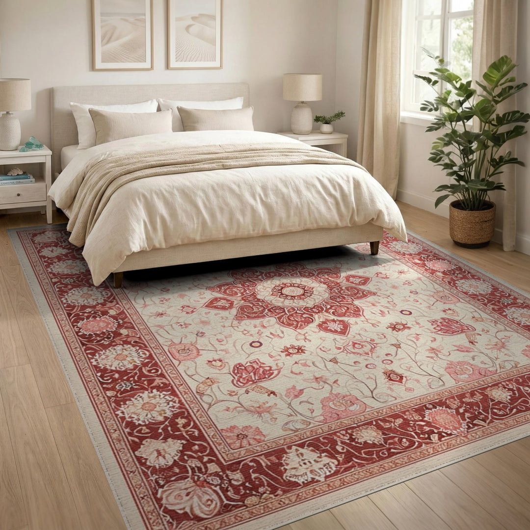 Floral Medallion Red Floral Medallion Persian Area Rug