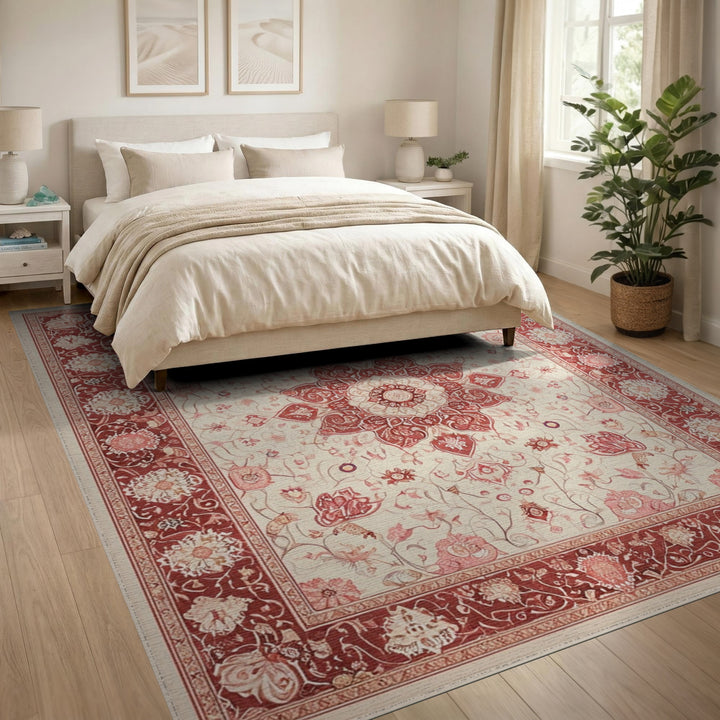 Floral Medallion Red Floral Medallion Persian Area Rug