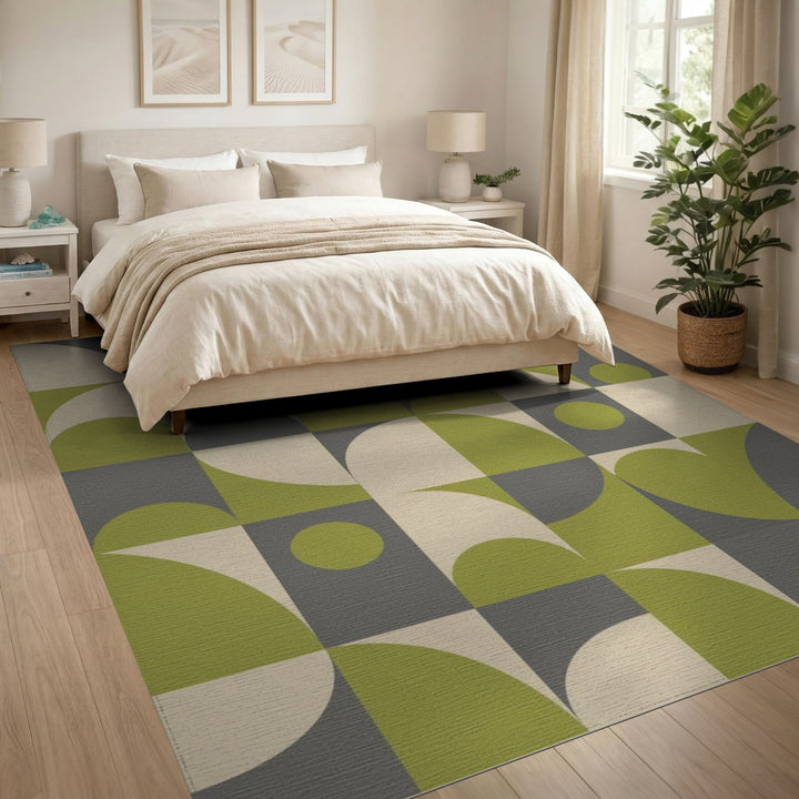 Green Geometric Circle Area Rug