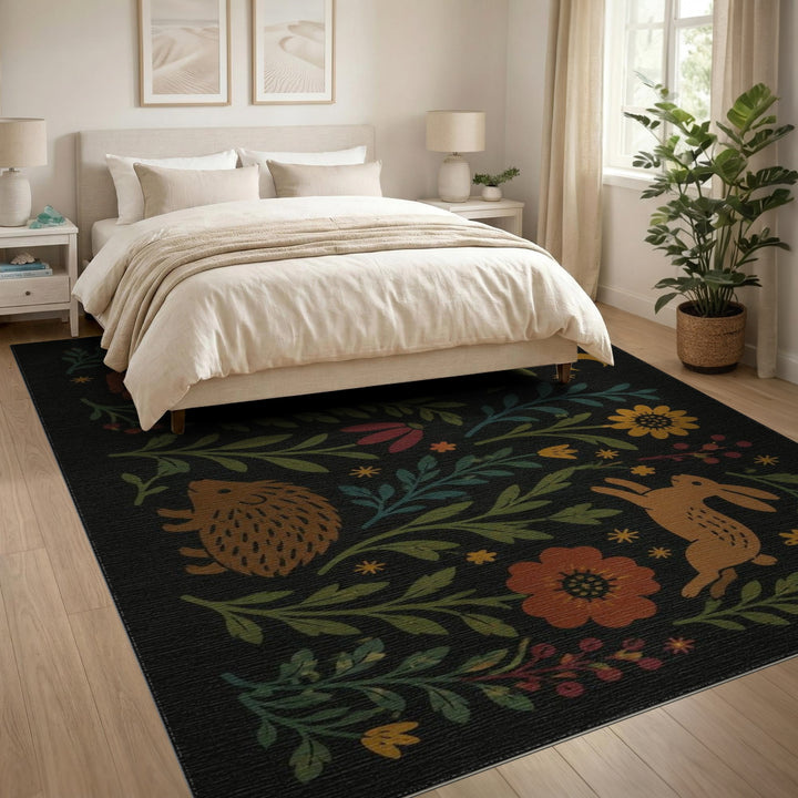 Whimsical Forest Animals Kids Area Rug