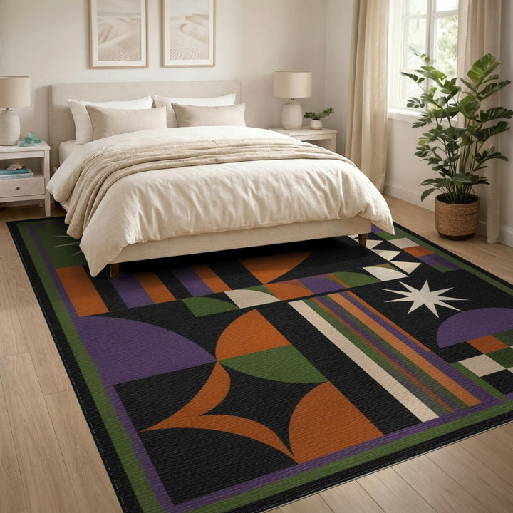Vivid Geometric Starburst Area Rug
