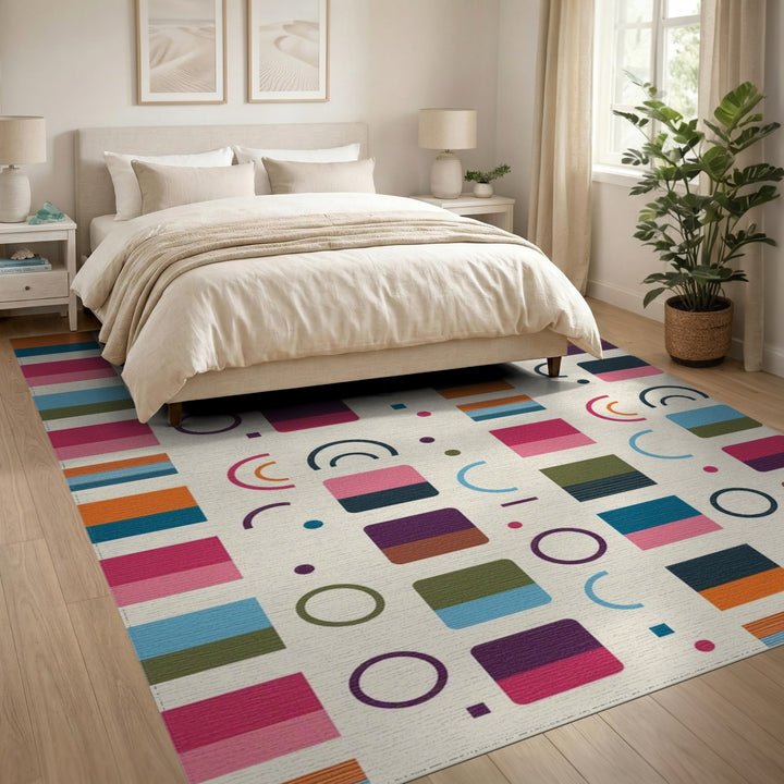 Vibrant Multi-Color Geometric Area Rug