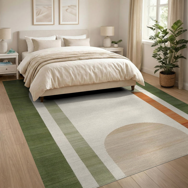 Green Geometric Arch Area Rug