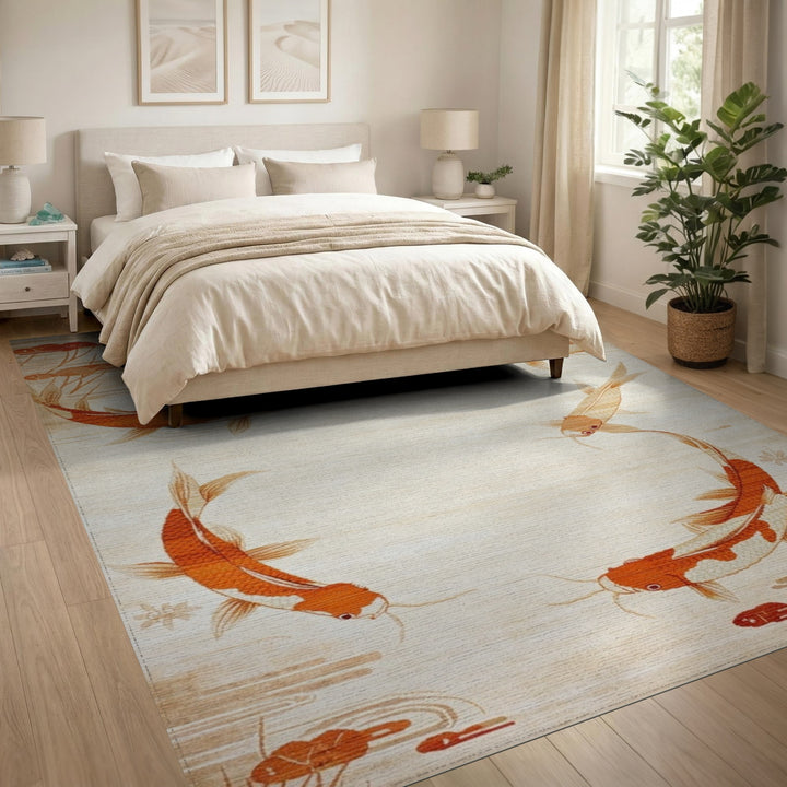 Orange Koi Fish Area Rug