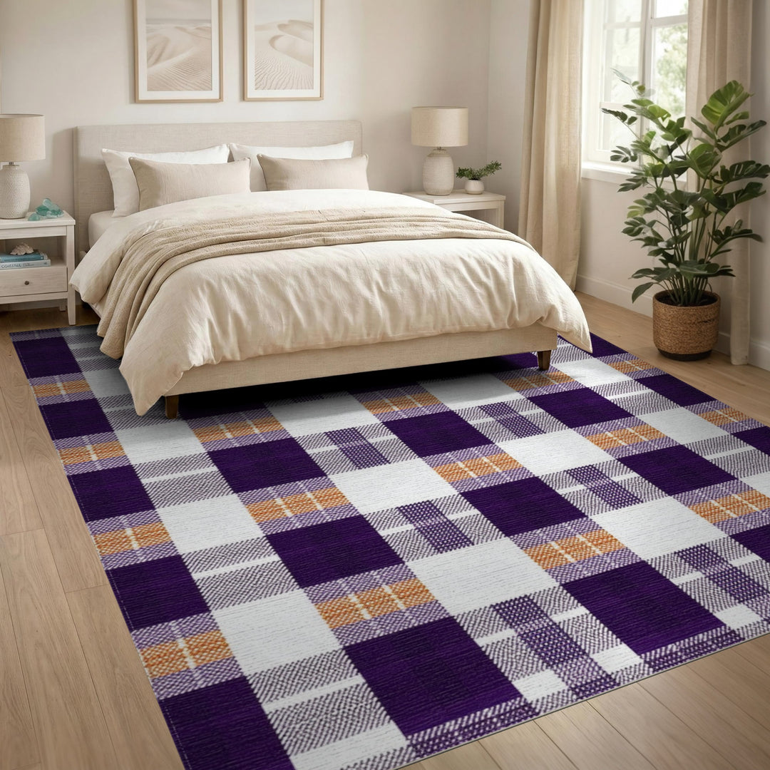 Purple Geometric Modern Purple Plaid Geometric Area Rug