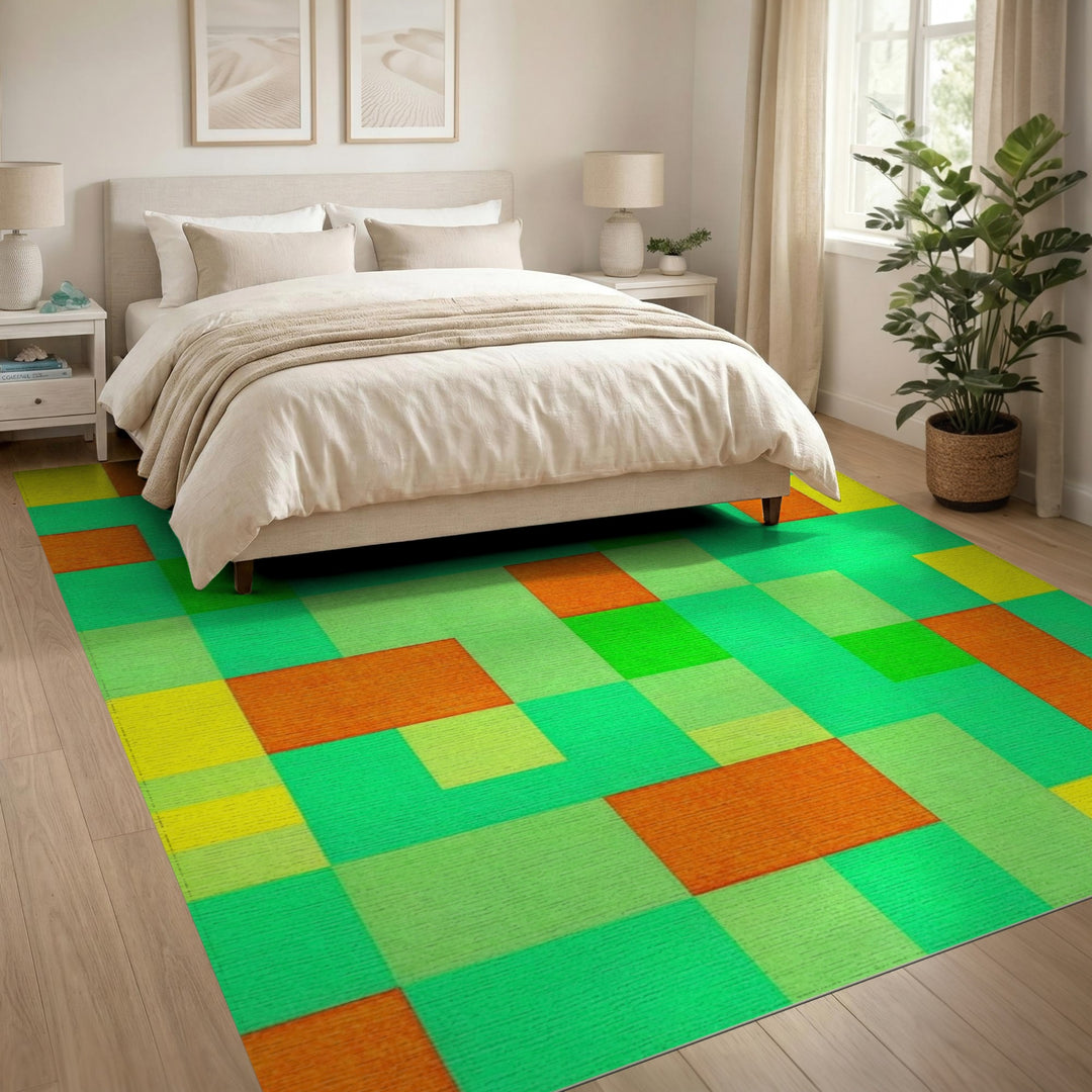 Multi-Color Geometric Green Area Rug