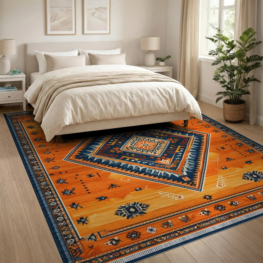 Orange Southwestern Diamond Area Rug