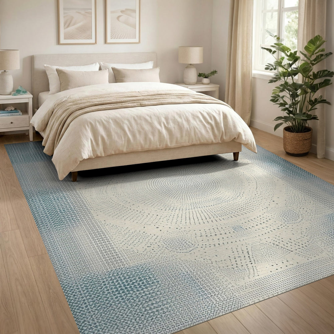 Blue and Teal Blue Teal Geometric Dot Area Rug