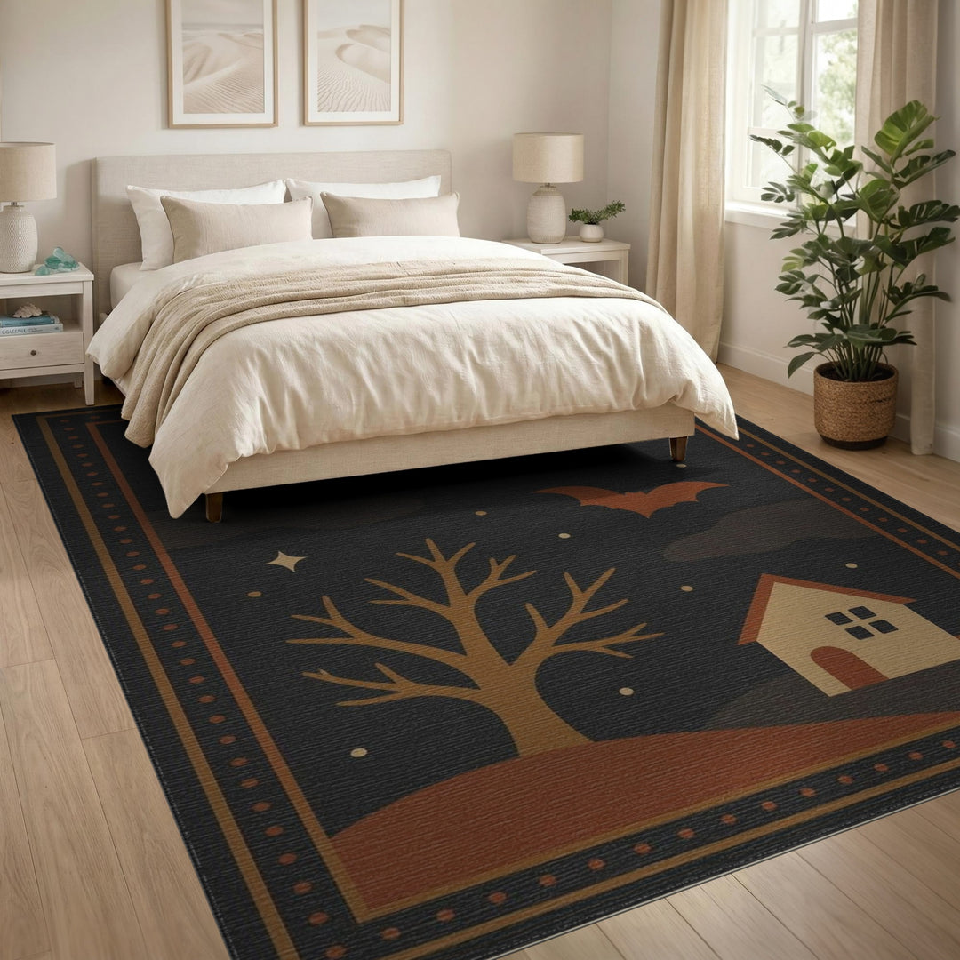 Moonlit Bats Cottage Area Rug