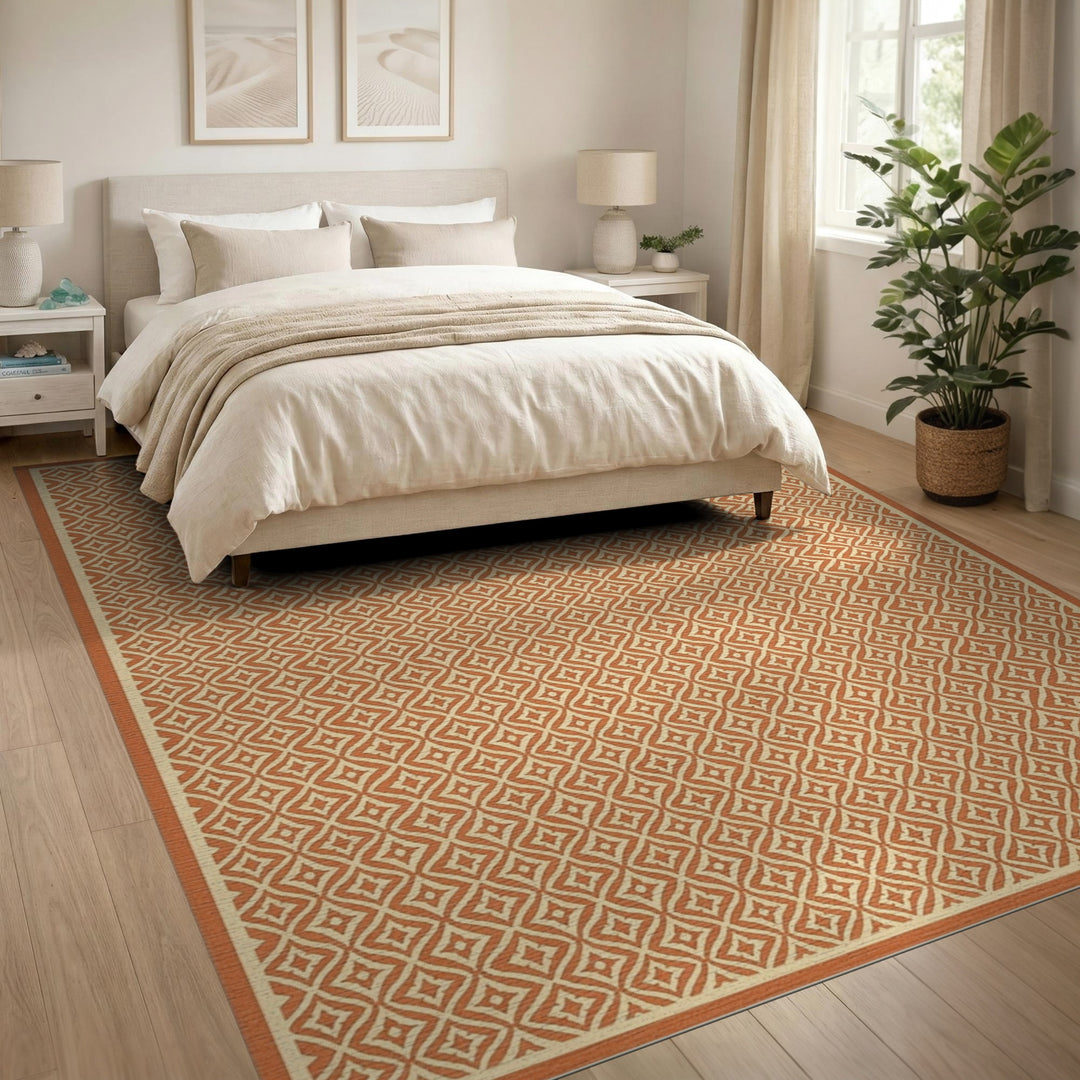 Orange Geometric Diamond Area Rug
