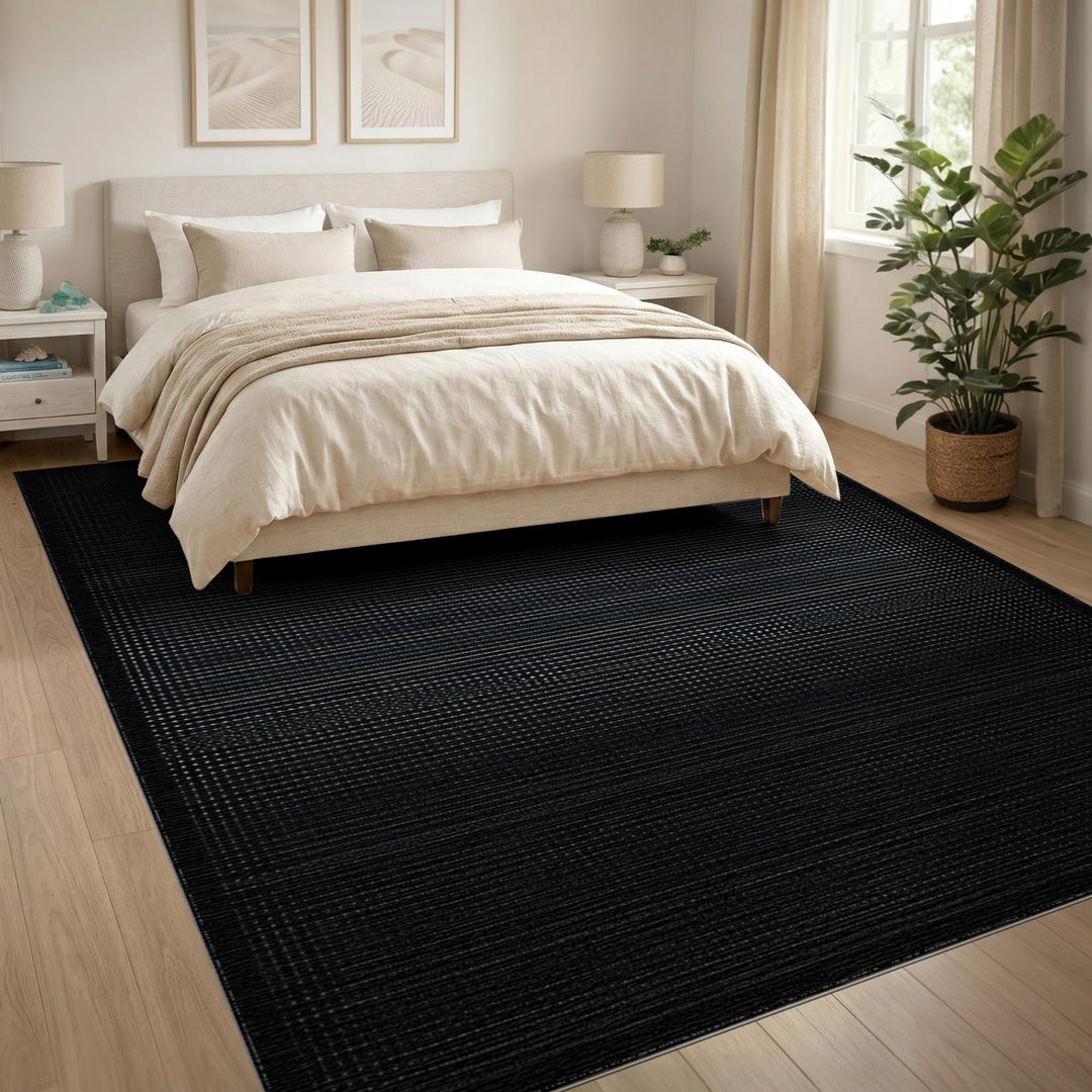 Black and White Black White Geometric Dot Wave Area Rug
