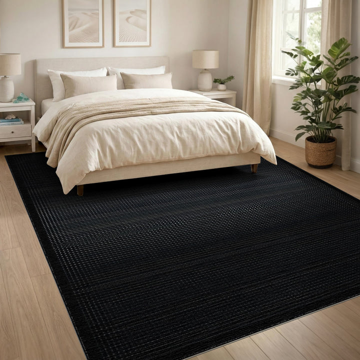 Black and White Black White Geometric Dot Wave Area Rug