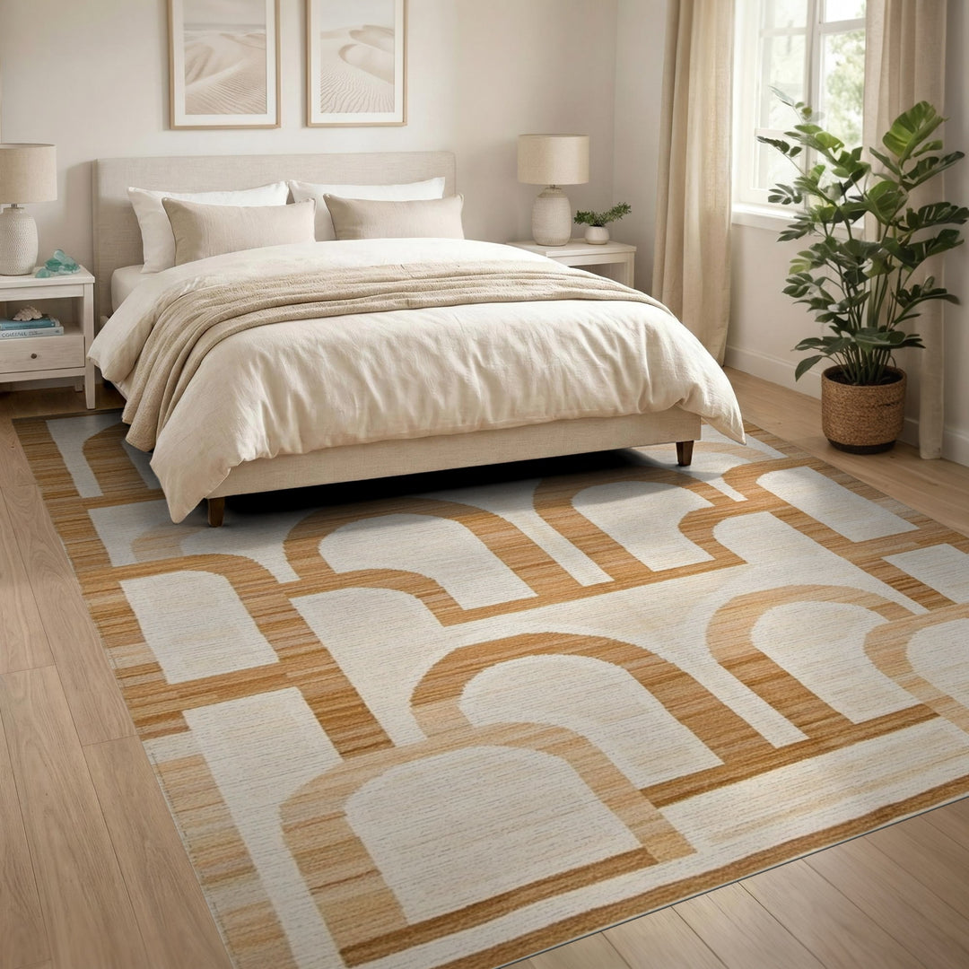 Brown Geometric Arch Area Rug