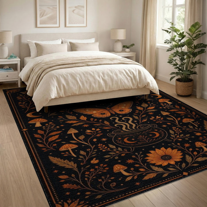 Orange Mystic Cauldron Boho Area Rug
