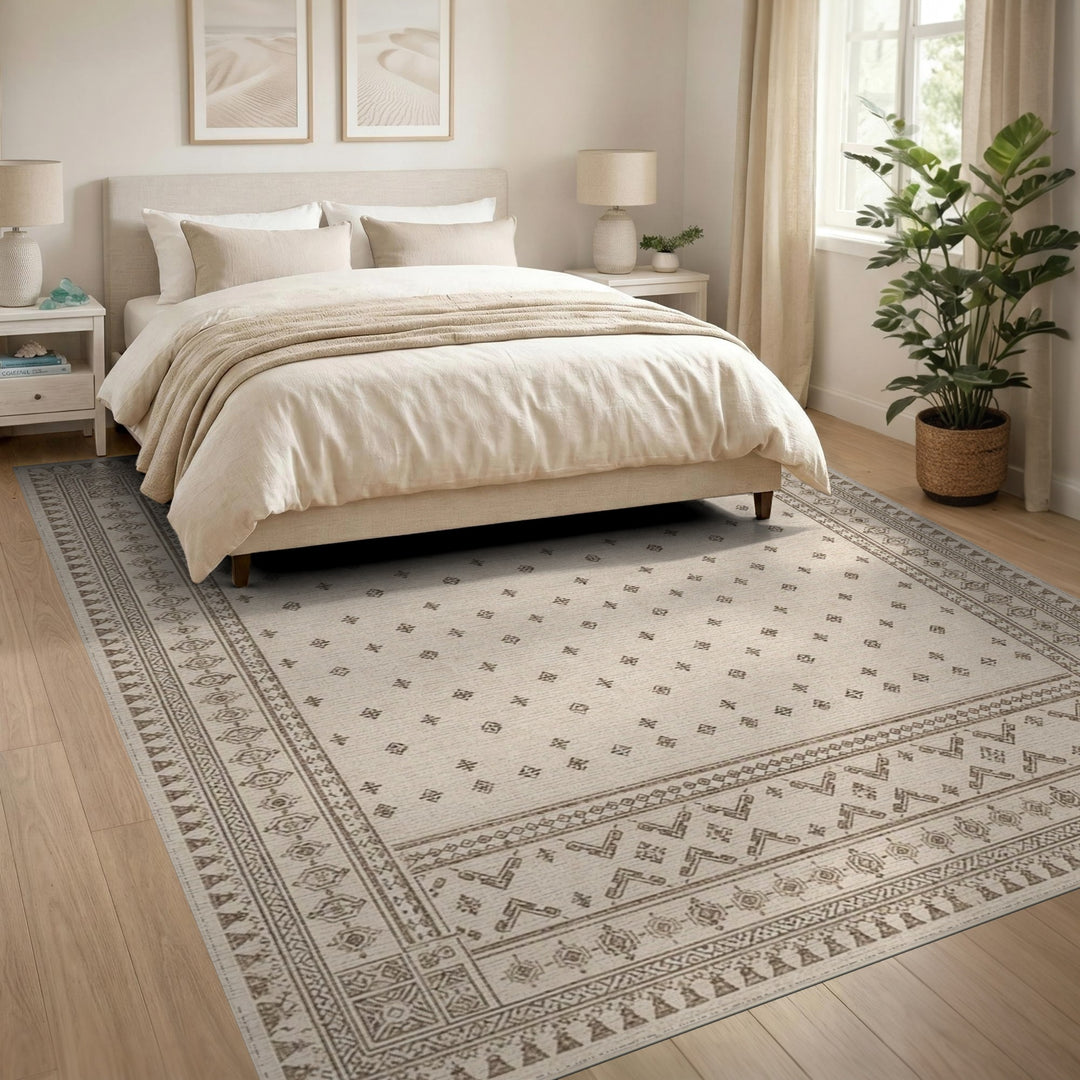 Beige Heritage Tribal Area Rug