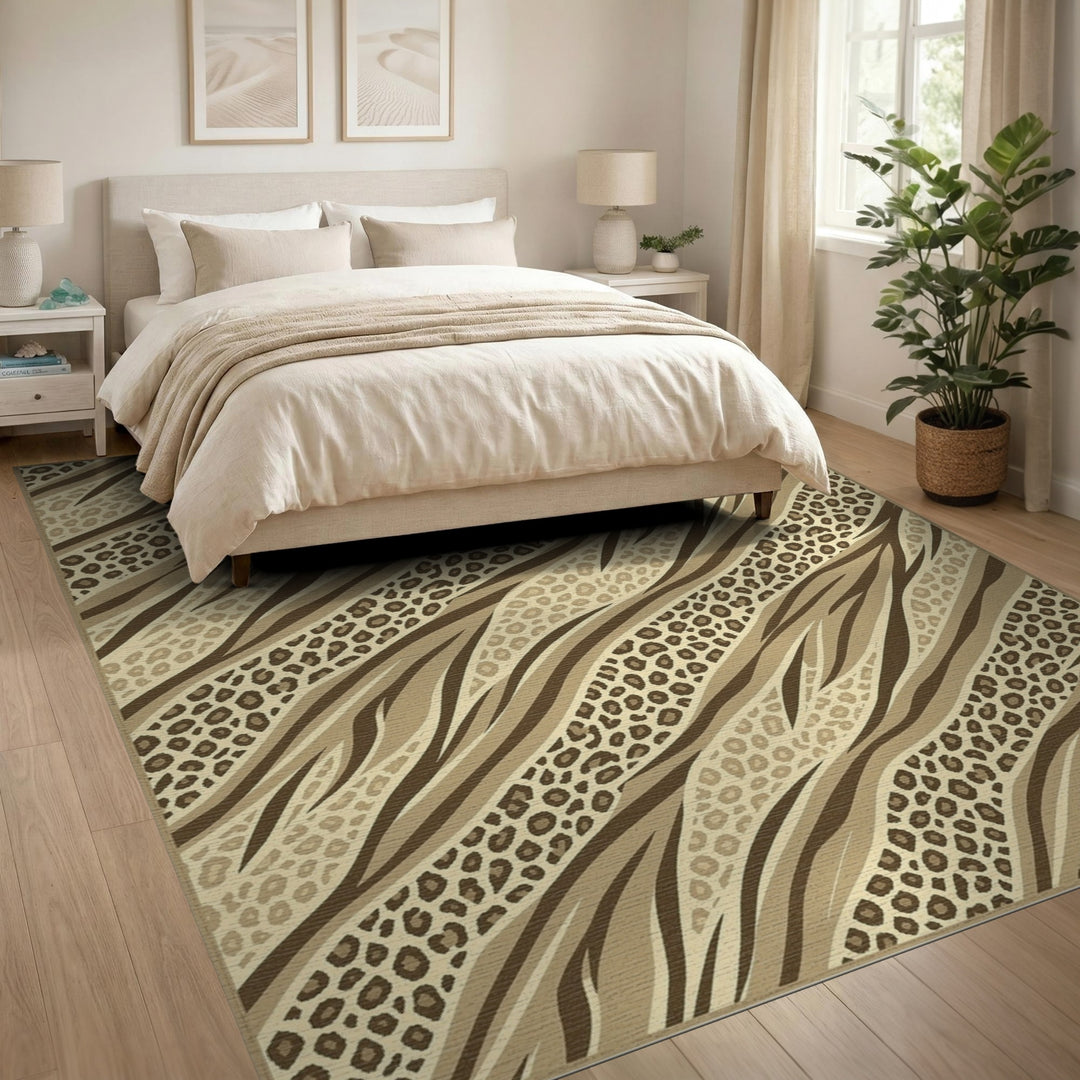Brown Zebra Leopard Area Rug