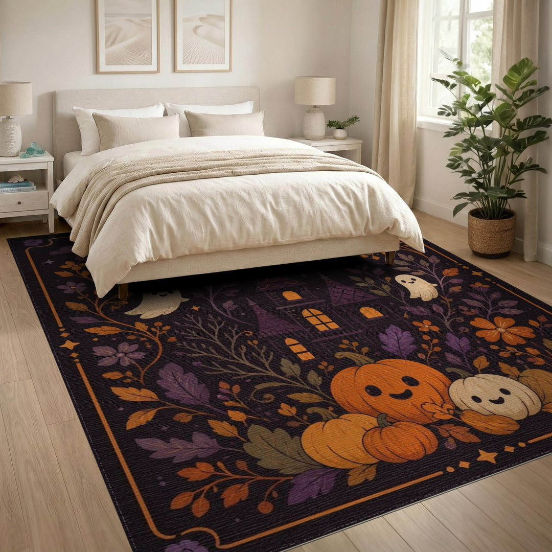 Cute Halloween Ghosts Pumpkin Kids Area Rug