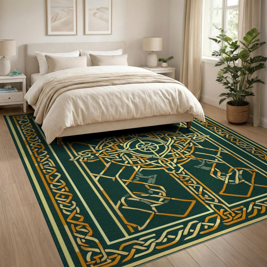 Celtic Knot Green Area Rug