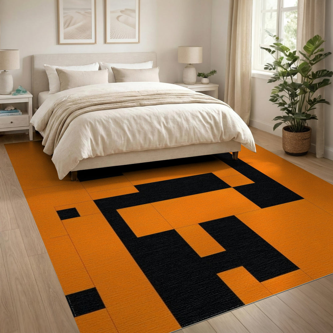 Orange Geometric Modern Area Rug
