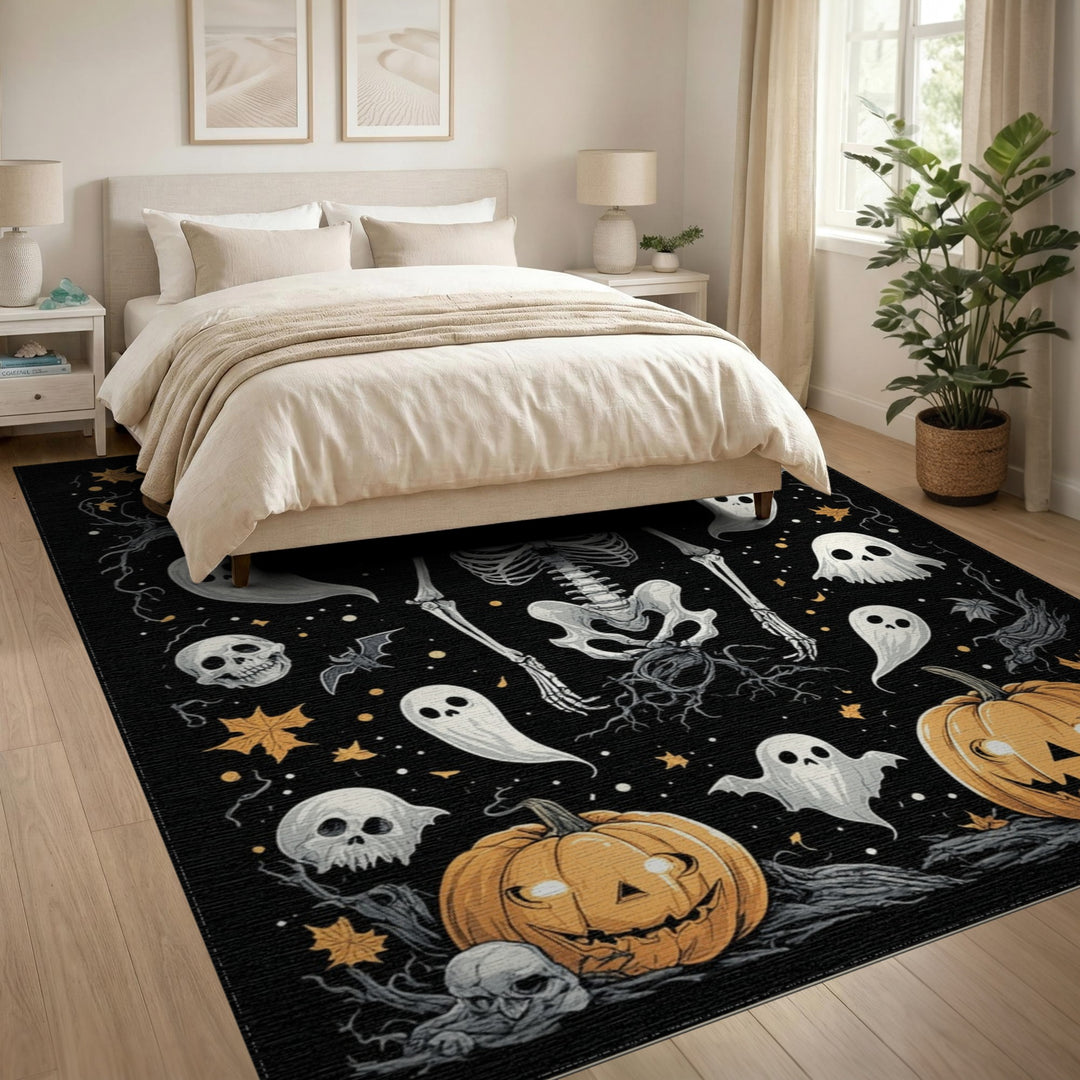 Spooky Skeleton Halloween Area Rug