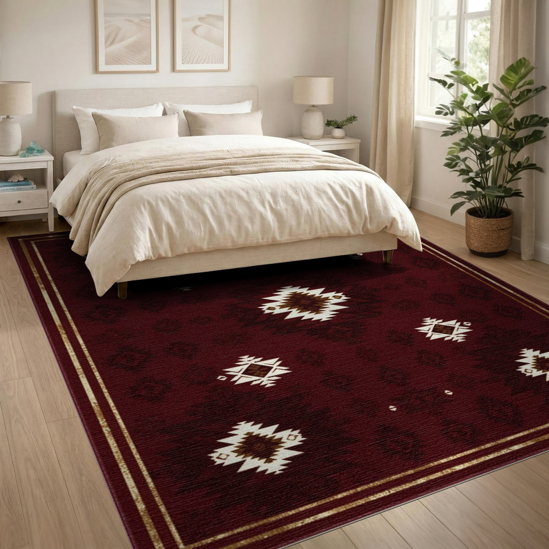Red Southwestern Geometric Area Rug