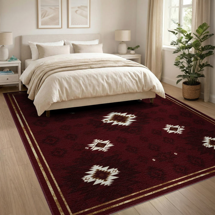 Red Southwestern Geometric Area Rug