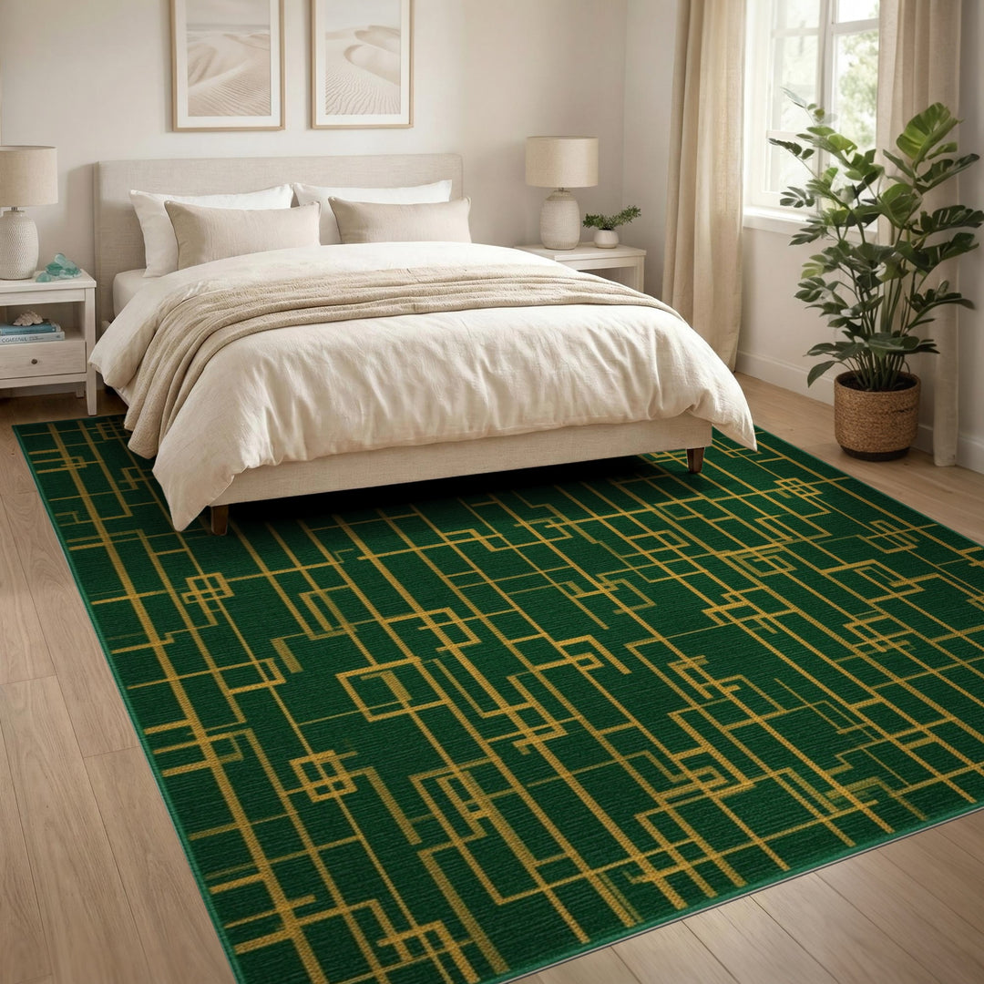 Green Geometric Area Rug