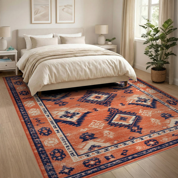 Orange Southwestern Geometric Area Rug