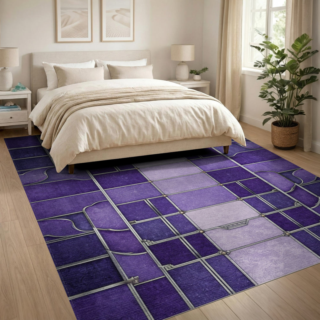 Geometric Modern Purple Geometric Area Rug