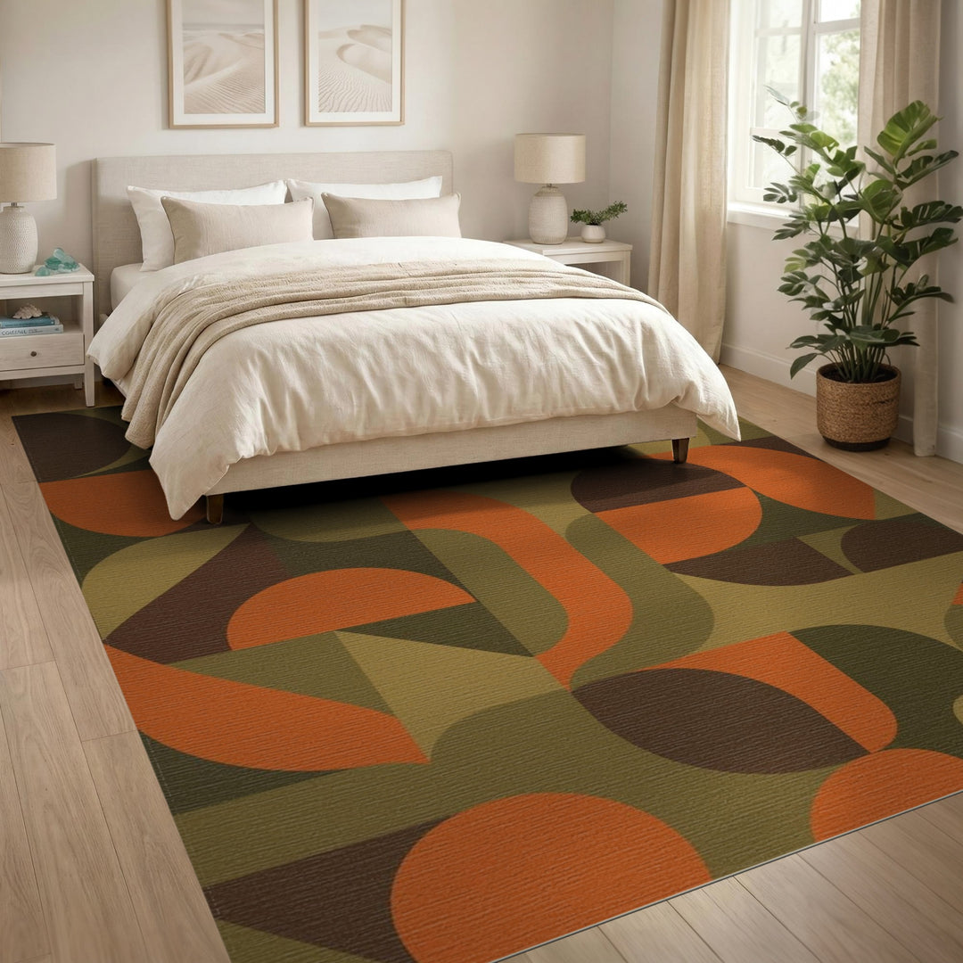 Orange Geometric Modern Orange Geometric Area Rug