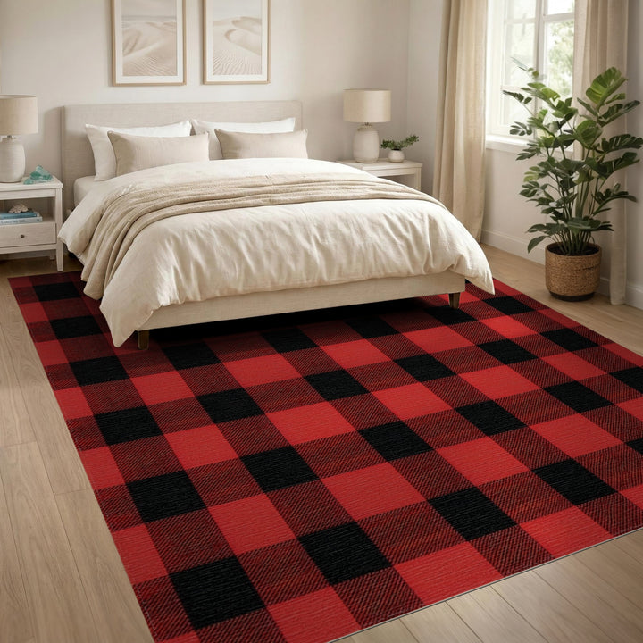 Black Red Black Buffalo Check Area Rug