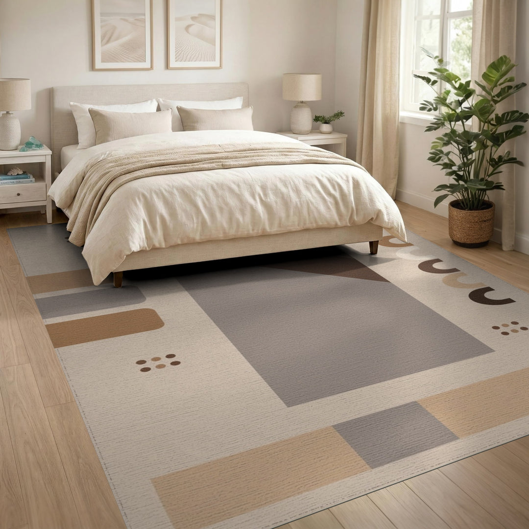 Modern Geometric Beige Brown Area Rug