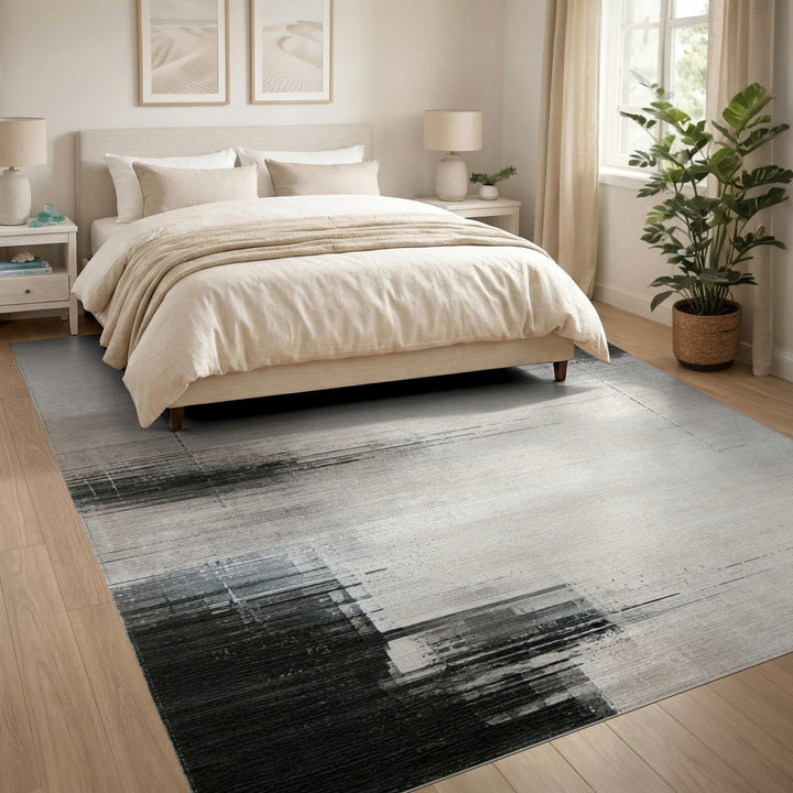 Abstract Area Abstract Black White Area Rug