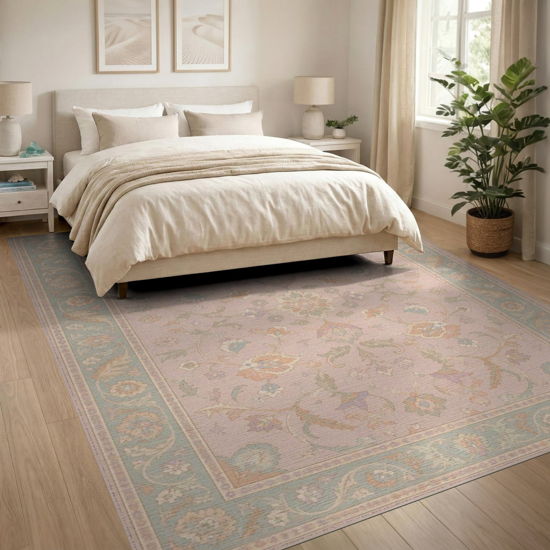 Pink Floral Vintage Area Rug