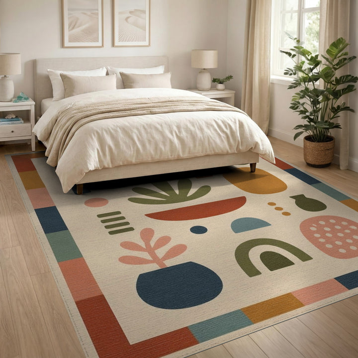 Abstract Multi-Color Shapes Area Rug