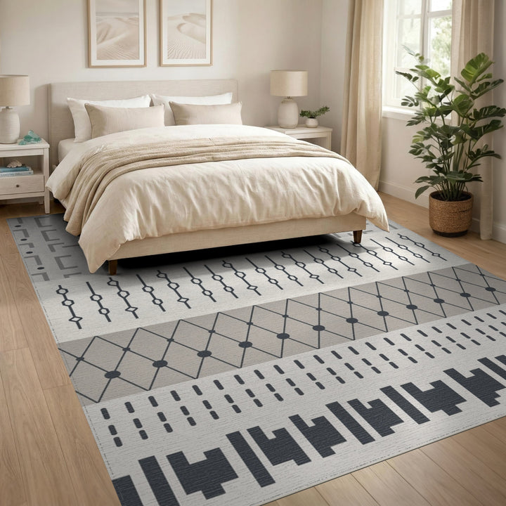 Grey Geometric Modern Area Rug