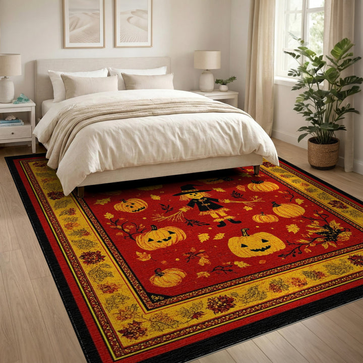 Halloween Scarecrow Pumpkin Area Rug