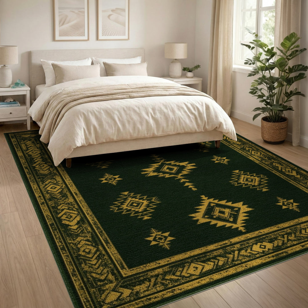ODIKA Green Gold Tribal Area Rug