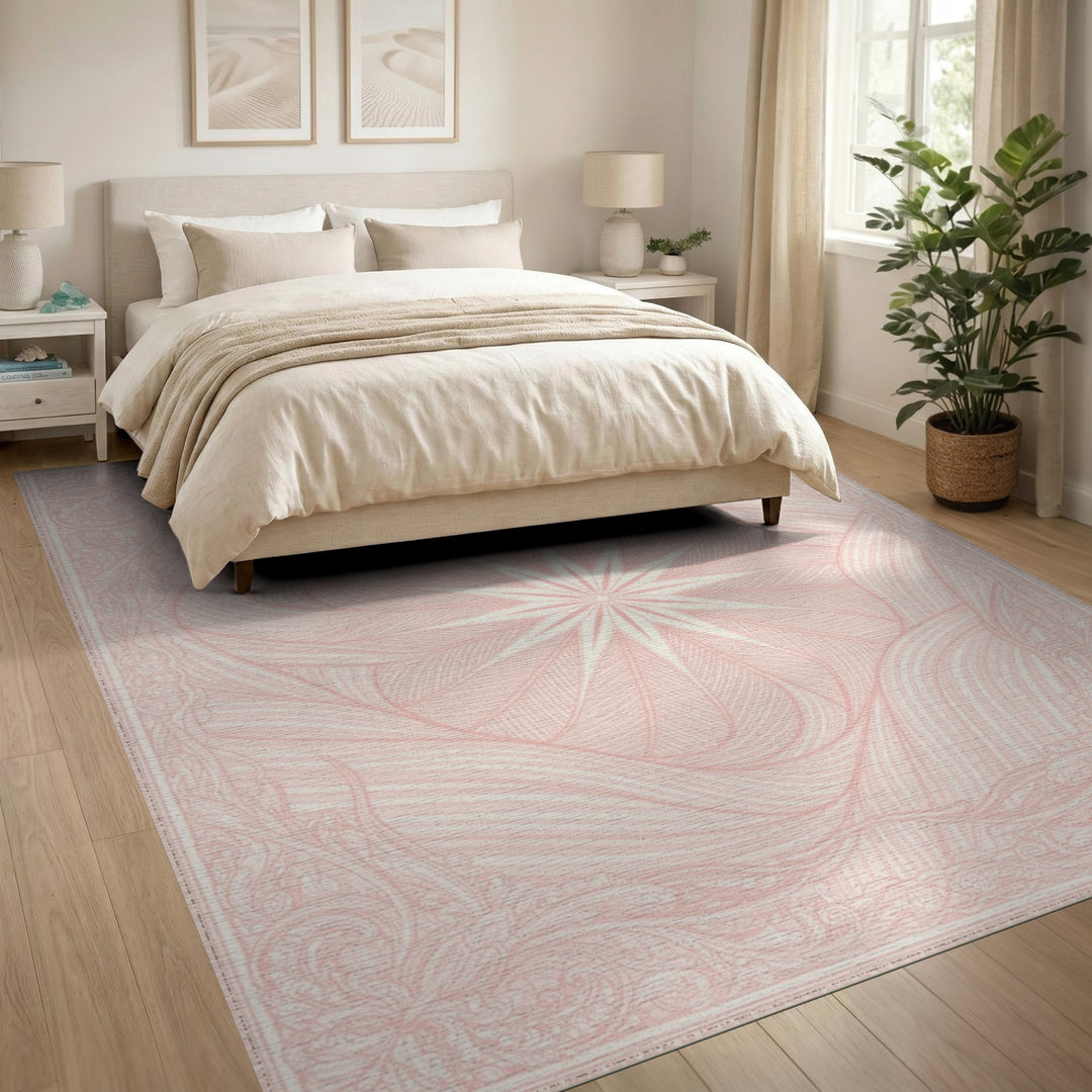 Pink Starburst Floral Vintage Area Rug