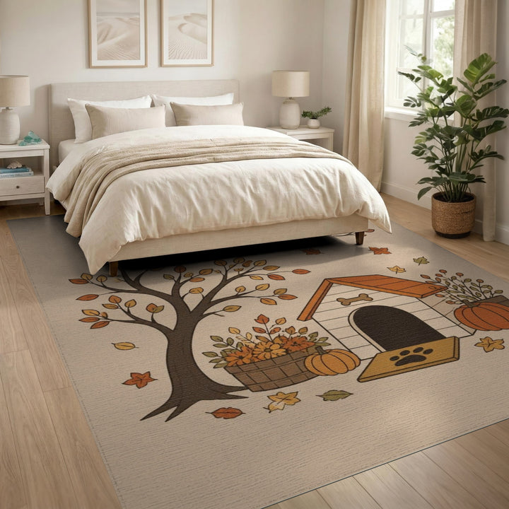 Autumn Welcome Dog House Area Rug
