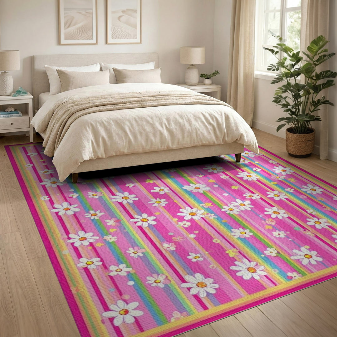 Rainbow Daisy Kids Area Rug