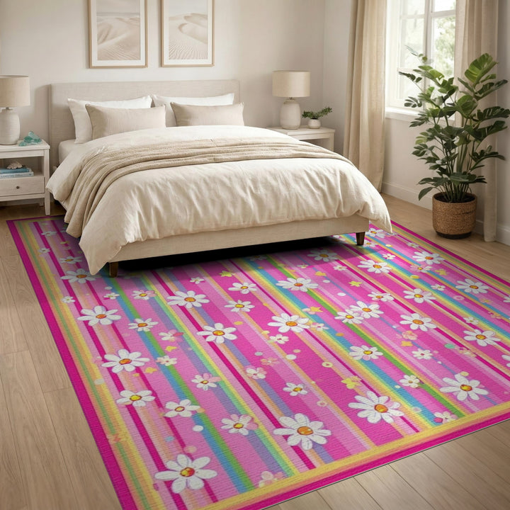 Rainbow Daisy Kids Area Rug