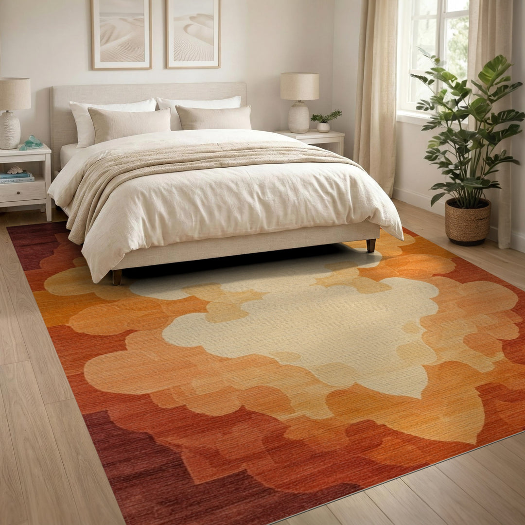 Orange Layered Medallion Area Rug
