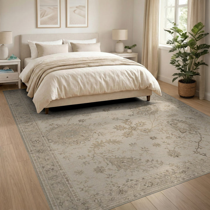Beige Floral Vintage Area Rug